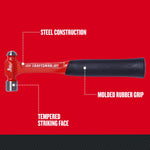 Graphic of CRAFTSMAN Hammers: One-Piece Steel highlighting product features