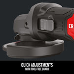 Graphic of CRAFTSMAN Angle Grinder highlighting product features