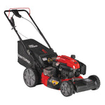 Profile of 21 inch front wheel drive self propelled lawn mower.