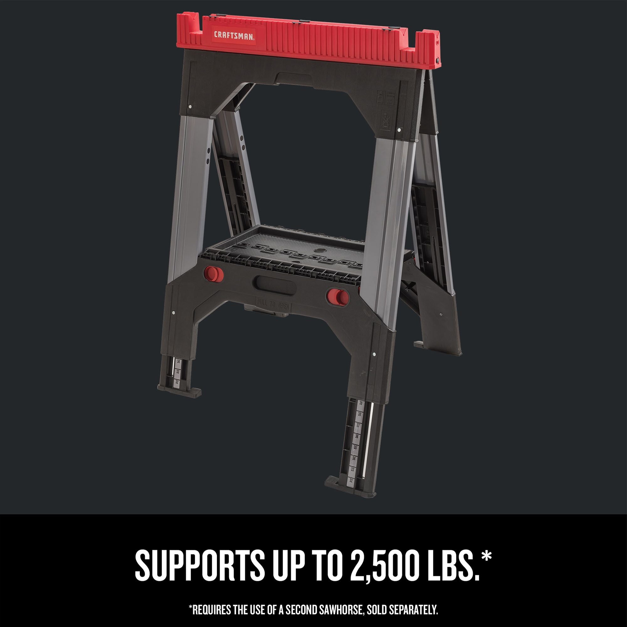 Graphic of CRAFTSMAN Bench & Stationary: Sawhorses highlighting product features