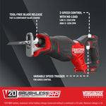 V20 Brushless RP Reciprocating Saw (Tool Only) On dark background