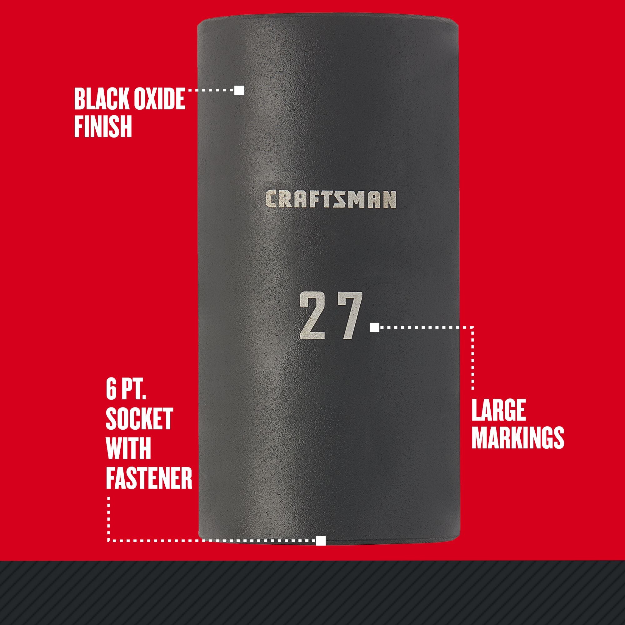 Graphic of CRAFTSMAN Sockets: Impact highlighting product features