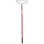 Profile of fiberglass handle garden rake.