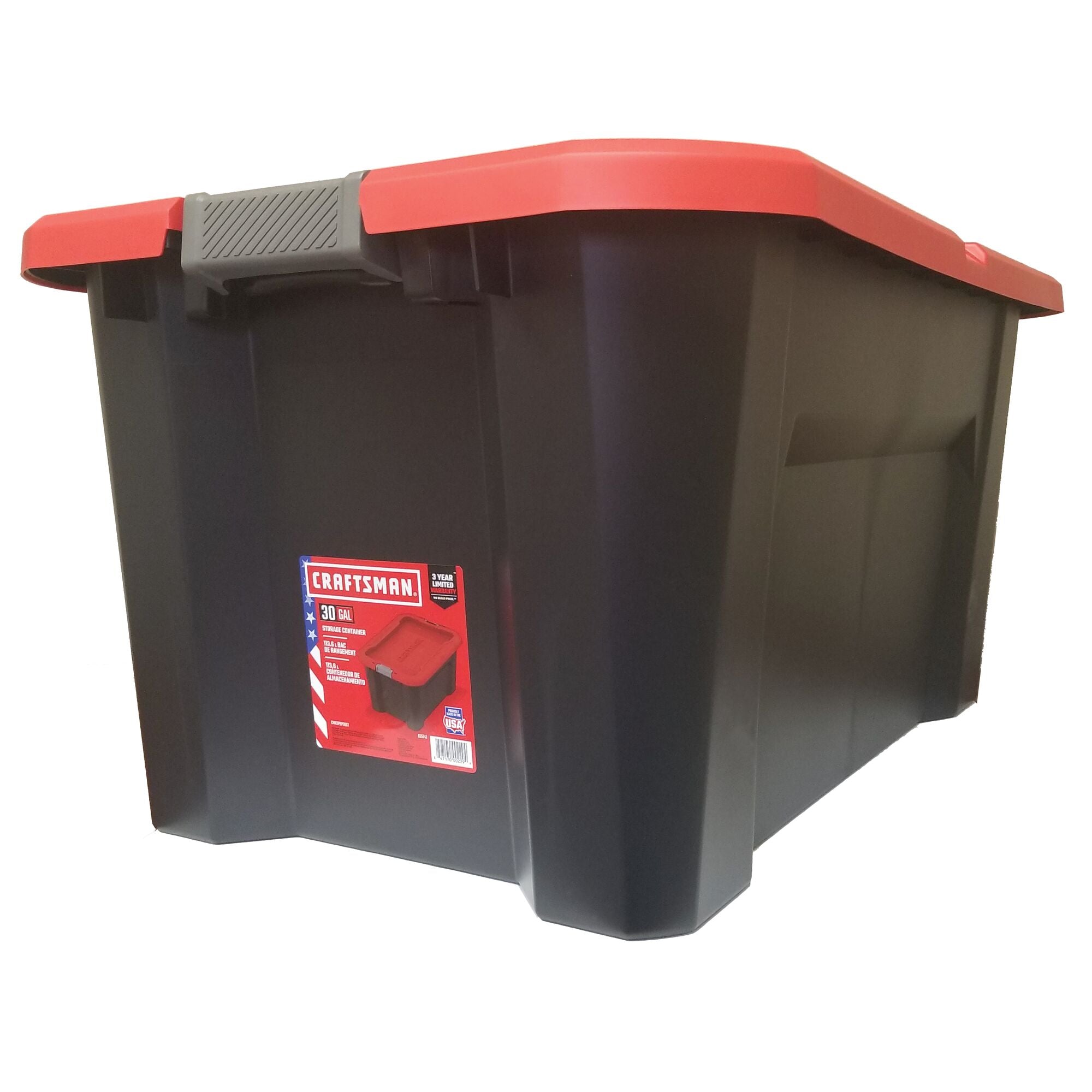 CRAFTSMAN Large 30-Gallons (120-Quart) Black Heavy Duty Tote with Latching  Lid in the Plastic Storage Containers department at