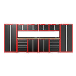 Red CRAFTSMAN Ready to Assemble Garage Storage 15 foot wide suite at 3/4 turn to right