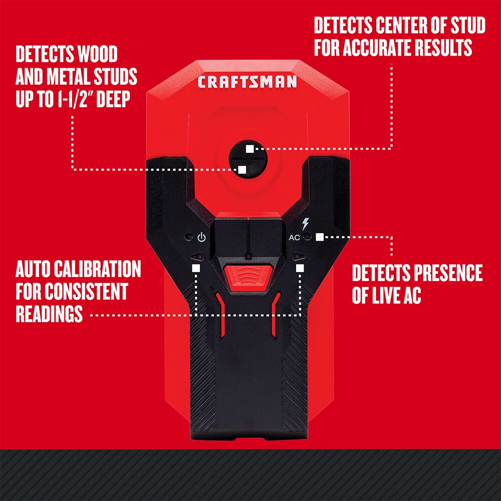 Graphic of CRAFTSMAN Measuring: Stud Finders highlighting product features