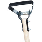 Profile of wood handle weeding hoe.