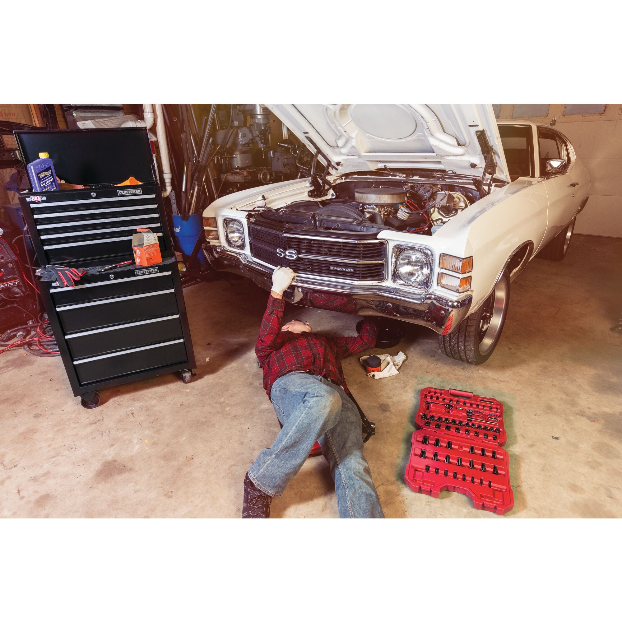 View of CRAFTSMAN Storage: Cabinets & Chests Rolling  being used by consumer