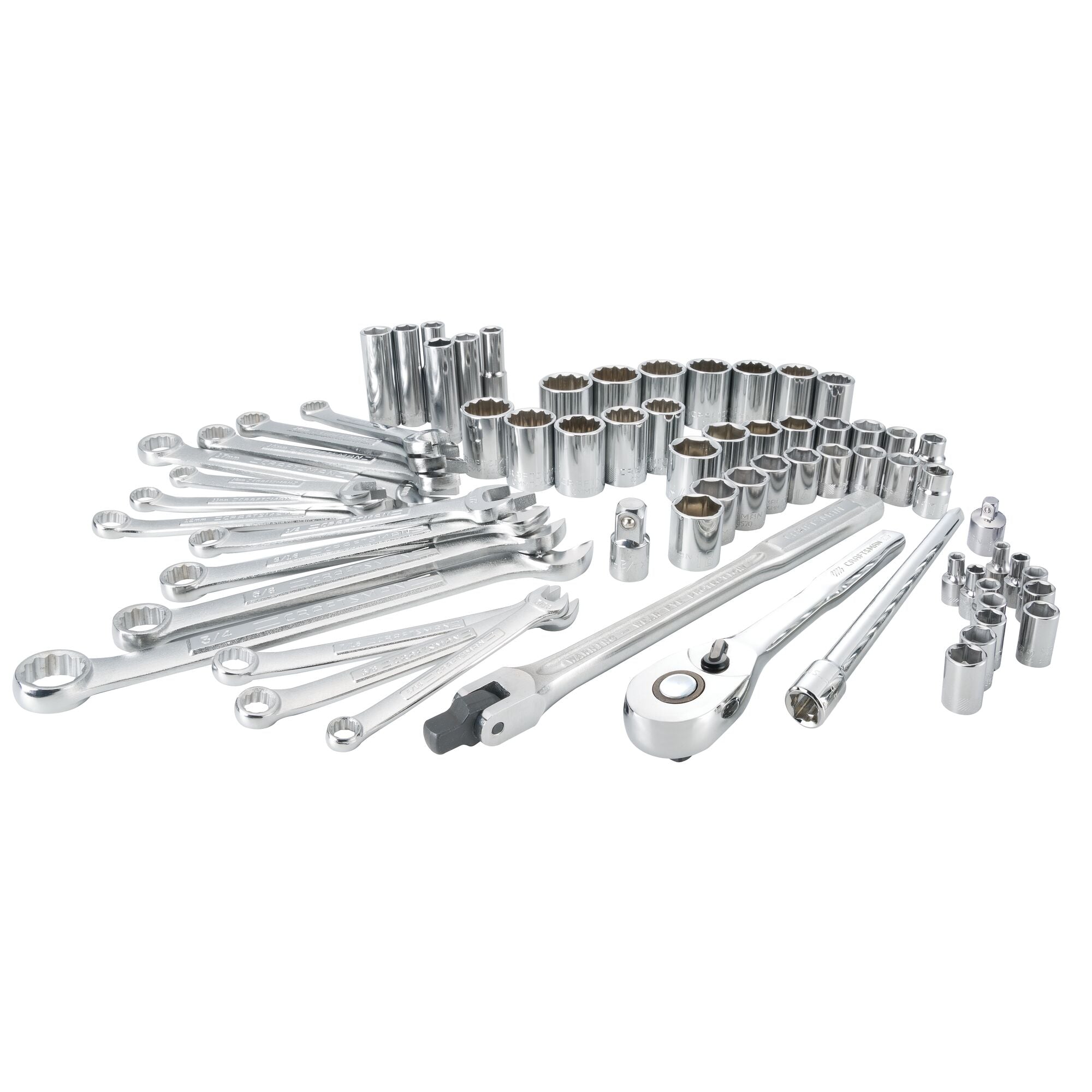 View of CRAFTSMAN Mechanics Tool Set on white background