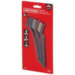 3 piece bristle brush set in plastic packaging.