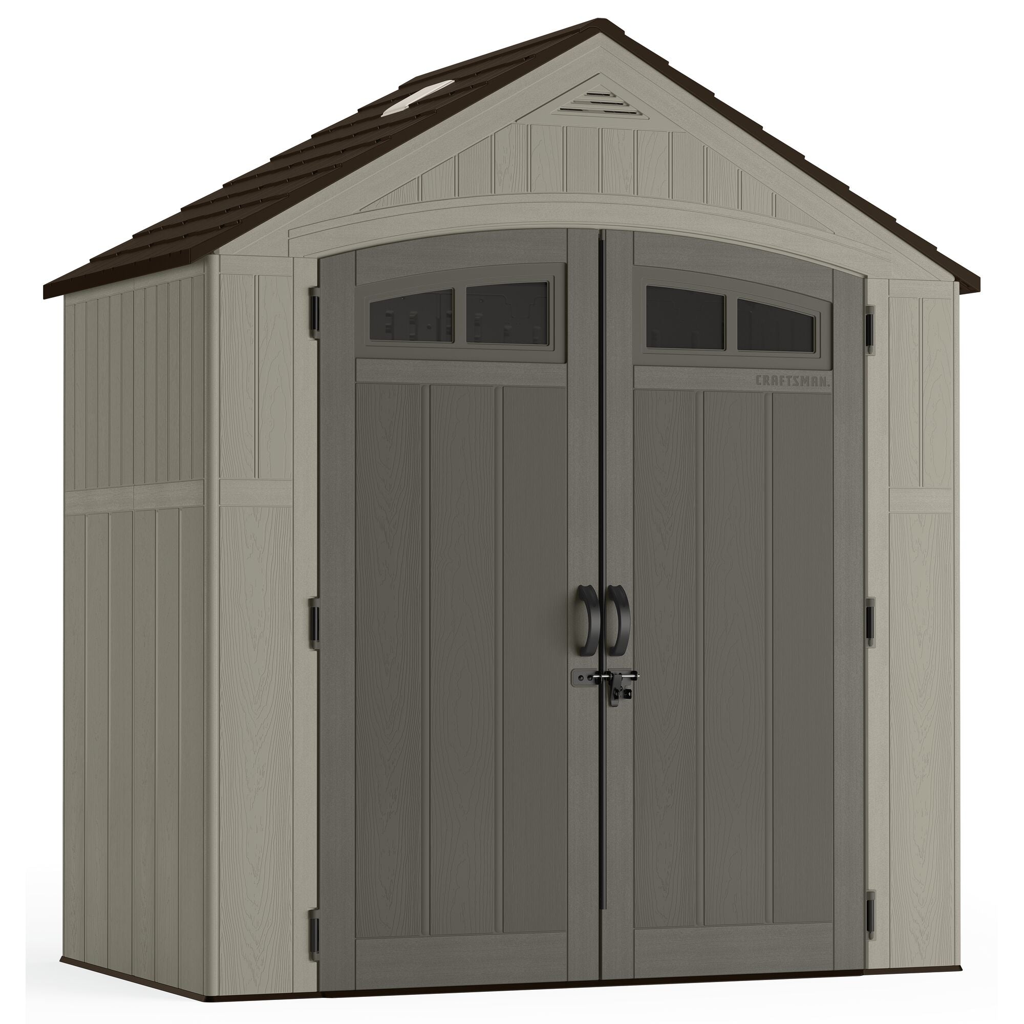 7 foot by 4 foot Storage shed placed outdoor.