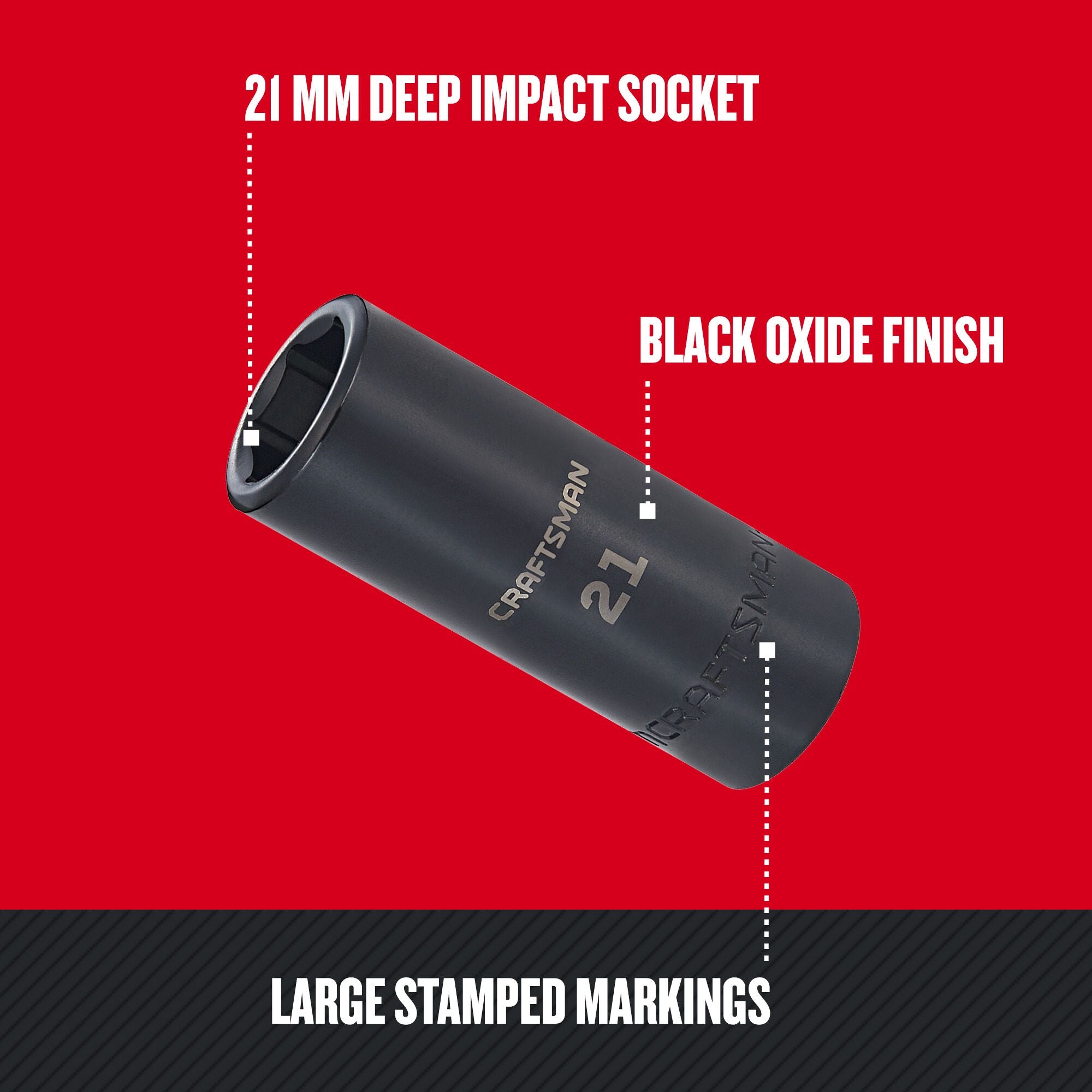 Graphic of CRAFTSMAN Sockets: Impact highlighting product features