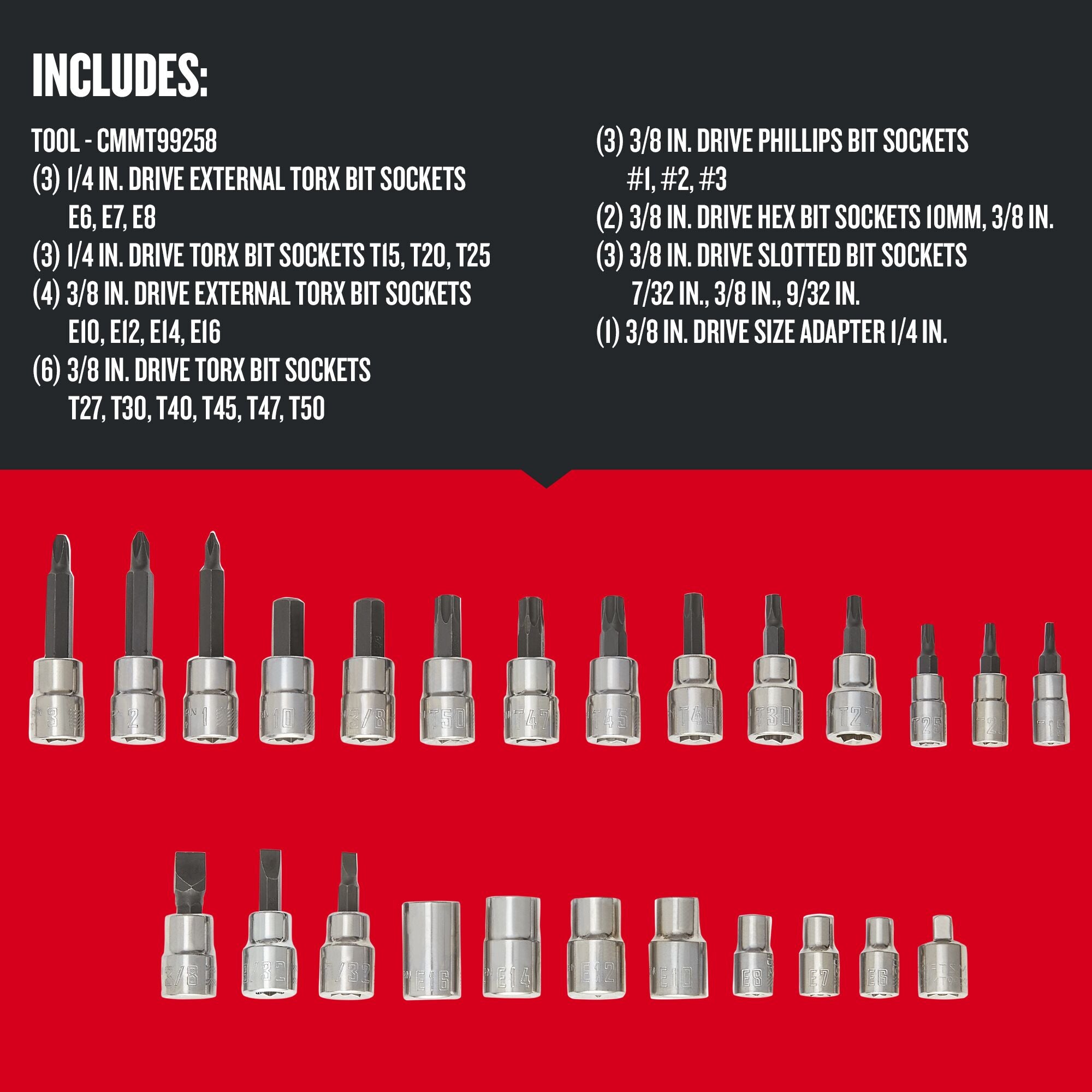 Graphic of CRAFTSMAN Sockets: Torx highlighting product features