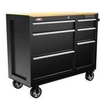One black CRAFTSMAN 41 inch Wide 6-Drawer Mobile Workbench at 3/4 turn to right