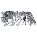 105 piece quarter inch and 3 eighths inch drive mechanics tool set.