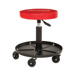 Overhead view of Adjustable rolling shop stool.