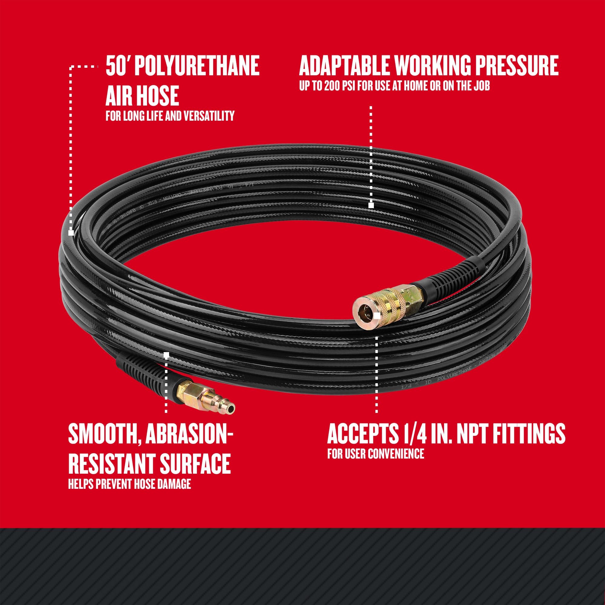 1/4 in. x 50 ft. Polyurethane Air Hose with Fittings