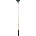 Profile of wood handle weeding hoe.