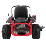 Right profile of 24 h p 54 inch zero turn riding mower.