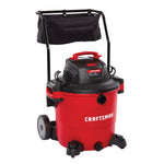 Right profile of 20 gallon 6.5 H P wet dry vacuum with cart.