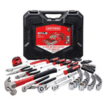 CRAFTSMAN 102 Piece Mechanics Tool Set  and case Laid Out on White Background