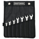 7 piece set 12 point metric standard combination wrench set in pouch.
