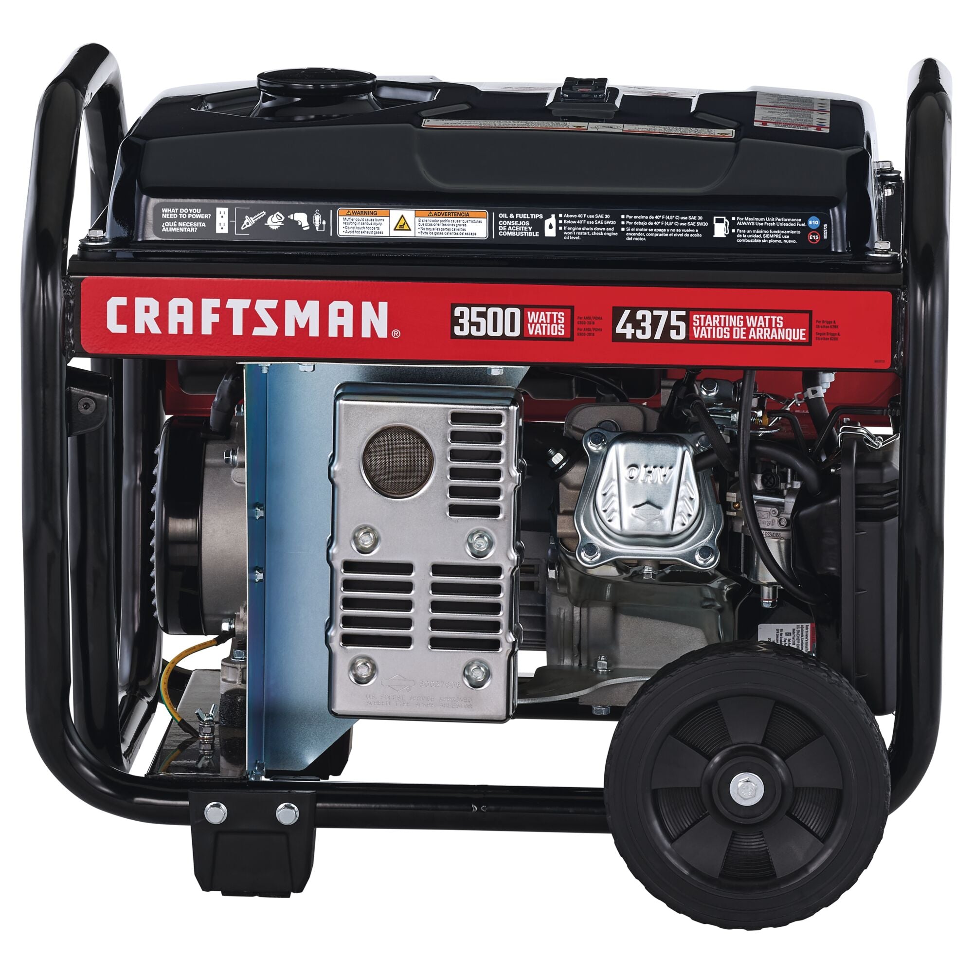 Profile of 3500 watt portable generator.