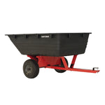 17 cubic foot poly cart attached with riding mower.