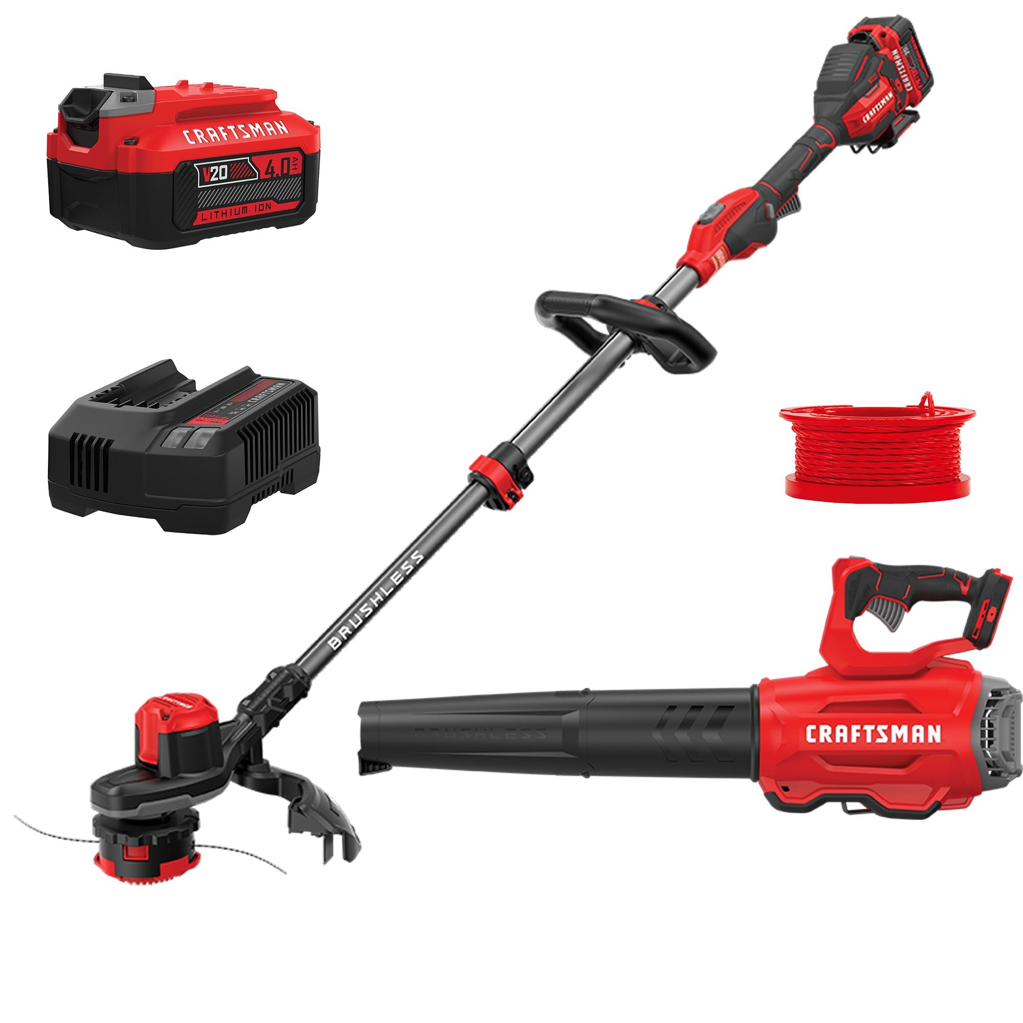 V20 Brushless Cordless WEEDWACKER String Trimmer and Blower Combo Ki CRAFTSMAN