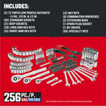 CRAFTSMAN Low Profile 256 piece  MECHANICS TOOL SET with contents list