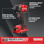 V20 BRUSHLESS RP Impact Driver on dark background