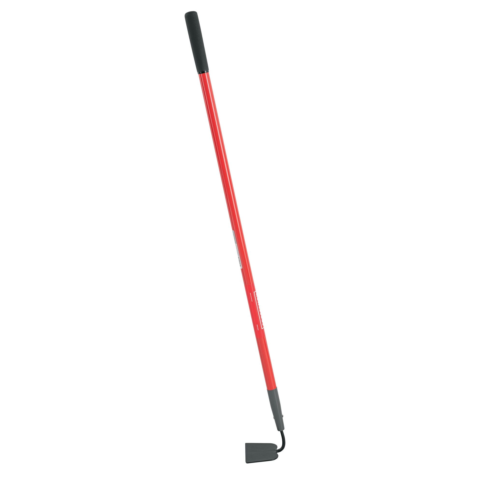 Long Handle Forged Steel Chopping and Weeding Garden Hoe with fiberglass handle and cushion grip, left-facing