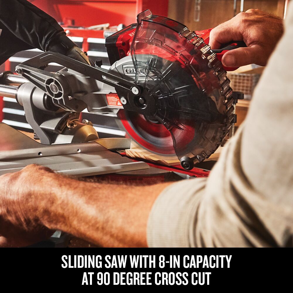 V20 Cordless 7 1 4 in Sliding Miter Saw Kit With 4.0 Ah Battery and C CRAFTSMAN