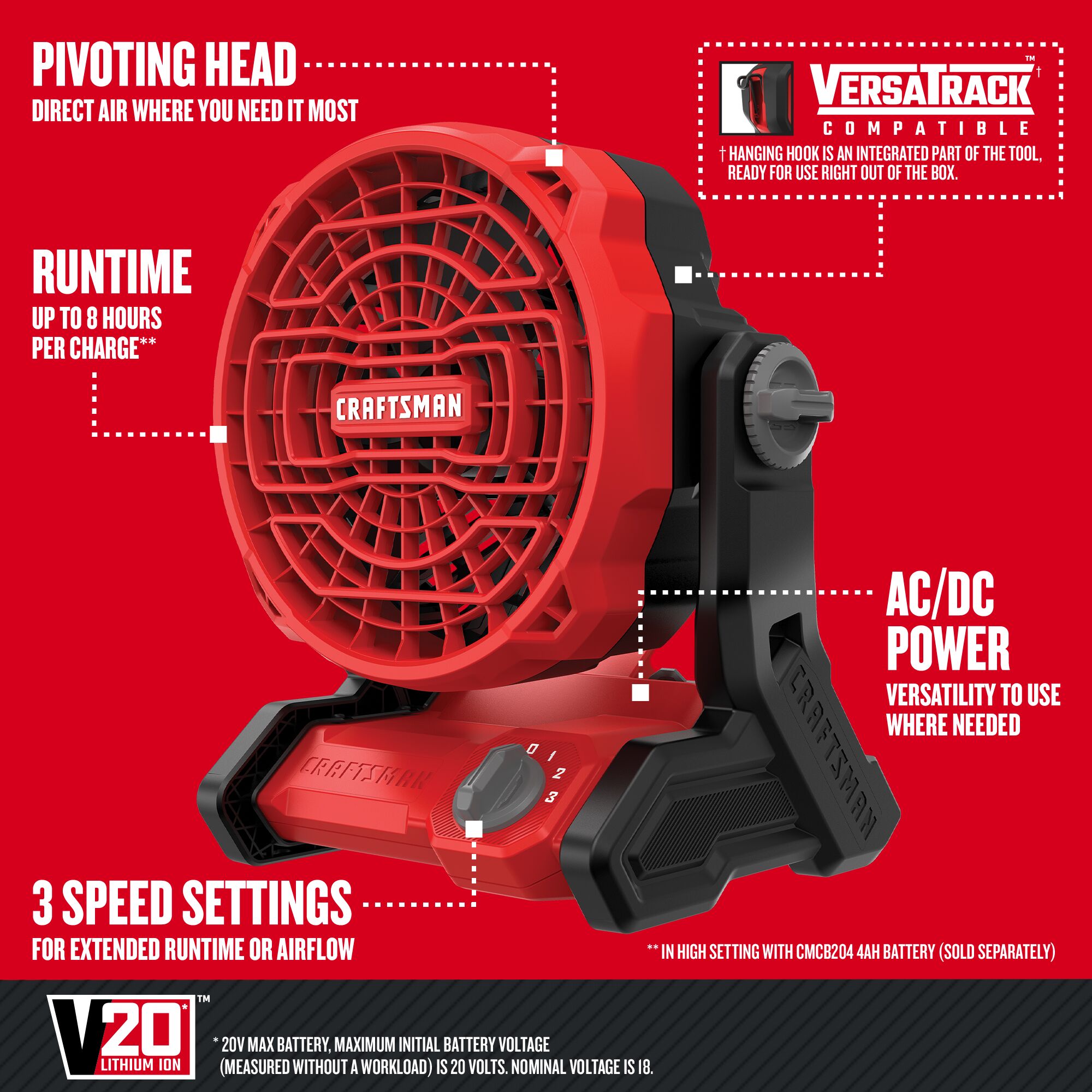 Cordless AC/DC Jobsite Fan, Tool Only