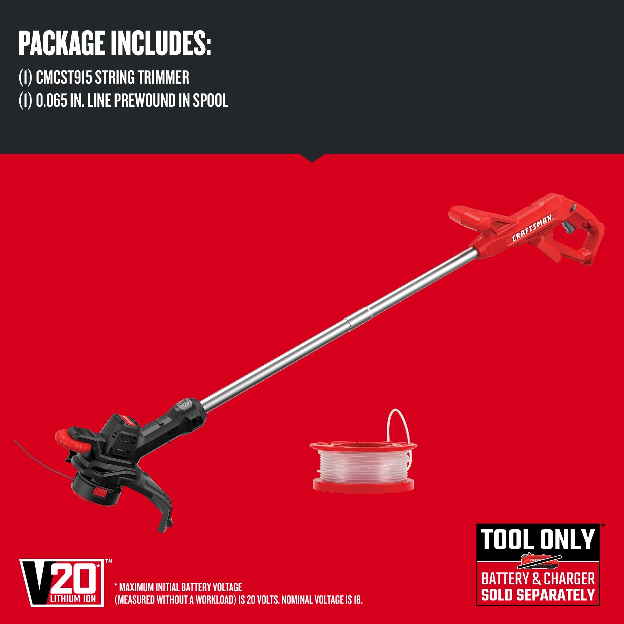 V20* Cordless 10 in WEEDWACKER® String Trimmer and Edger (Tool