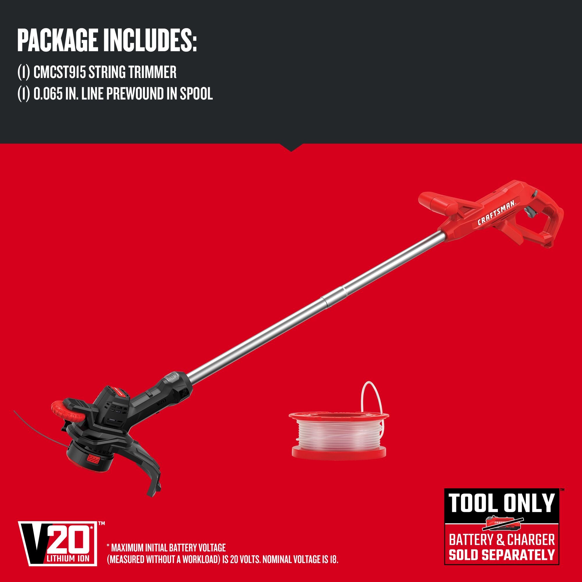 V20* Cordless 10 in WEEDWACKER® String Trimmer and Edger (Tool Only)