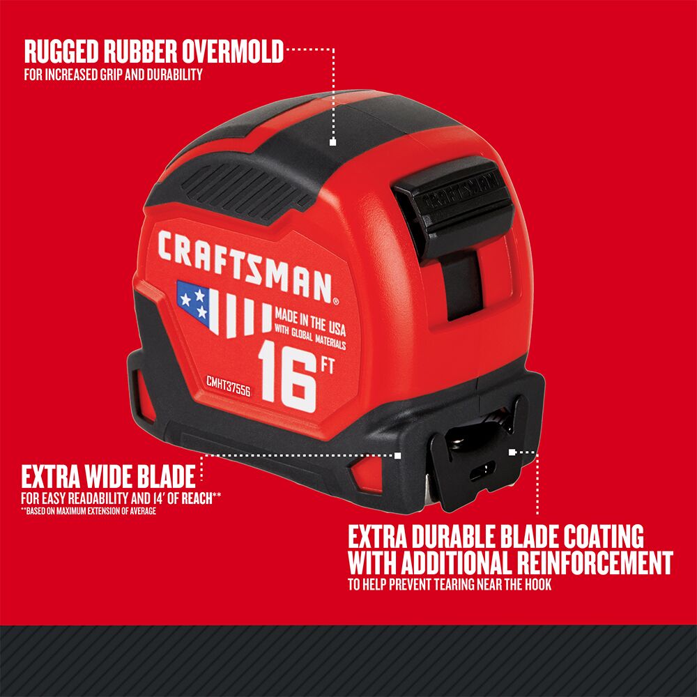 Graphic of CRAFTSMAN Measuring: Short Tapes highlighting product features