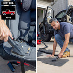 Split views illustrating car seat and floor mats being cleaned with CRAFTSMAN vac dusting brush
