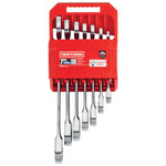 7 piece metric ratcheting combination wrench set in packaging.