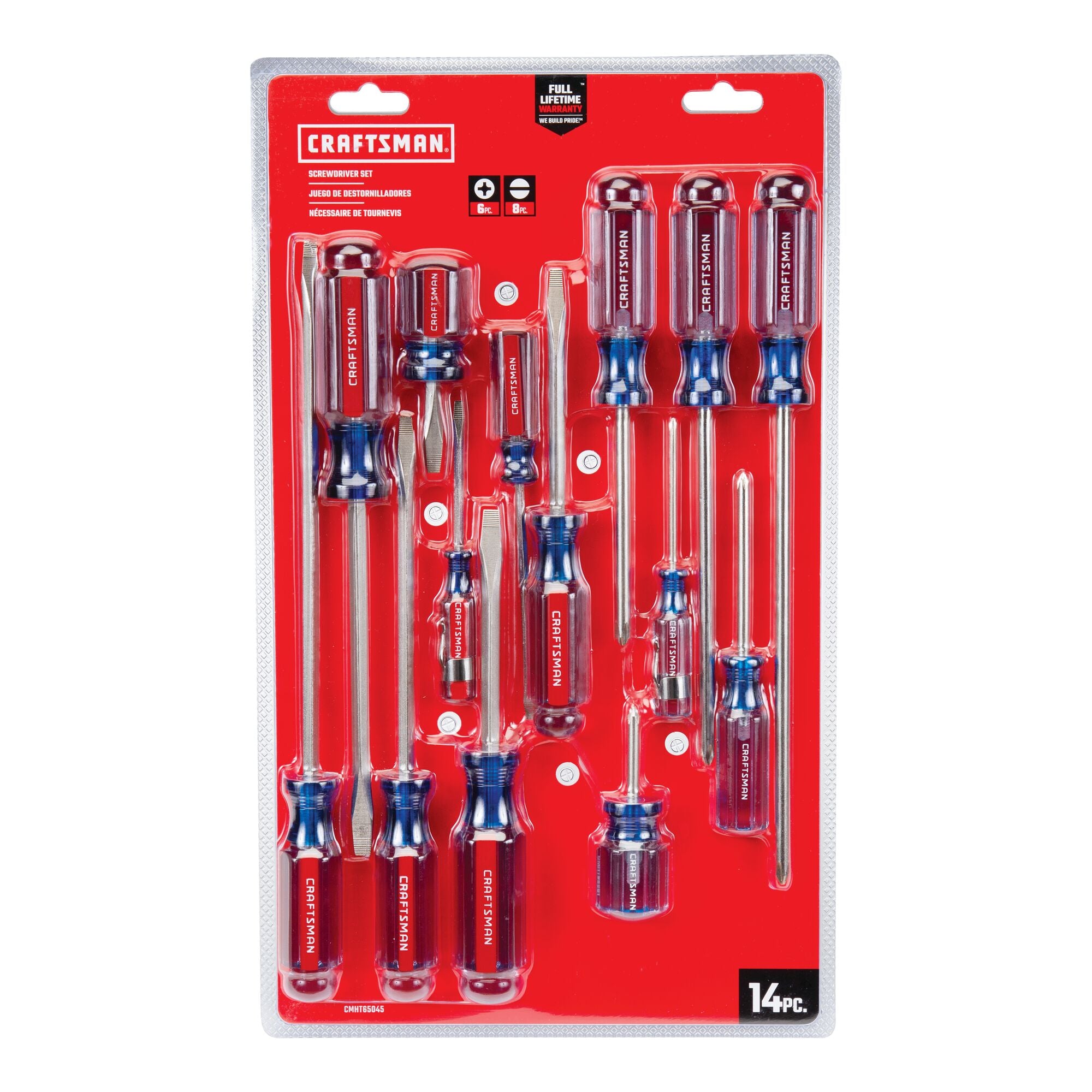 14 Piece Acetate ScrewDriver Set in carded packaging.