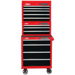 Compatible 3 and 5 drawers tool chests stacked on top of 2000 Series 26 inch 4 Drawer Rolling Tool Cabinet.