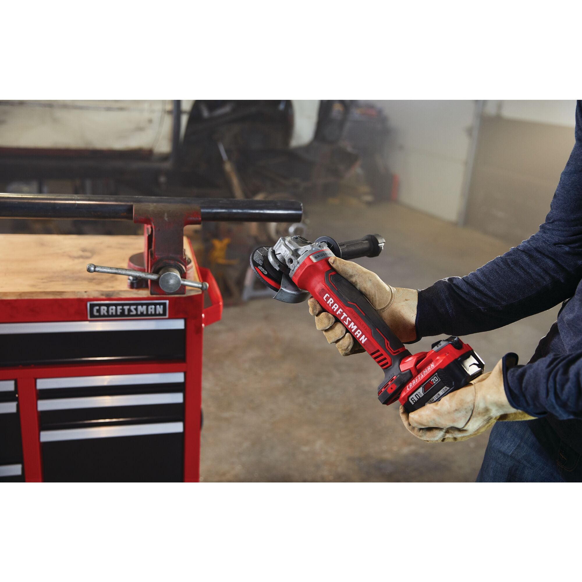 View of CRAFTSMAN Angle Grinder  being used by consumer