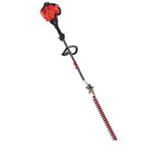 Profile of HT2200 25CC 2 cycle 22 inch attachment capable gas hedge trimmer.