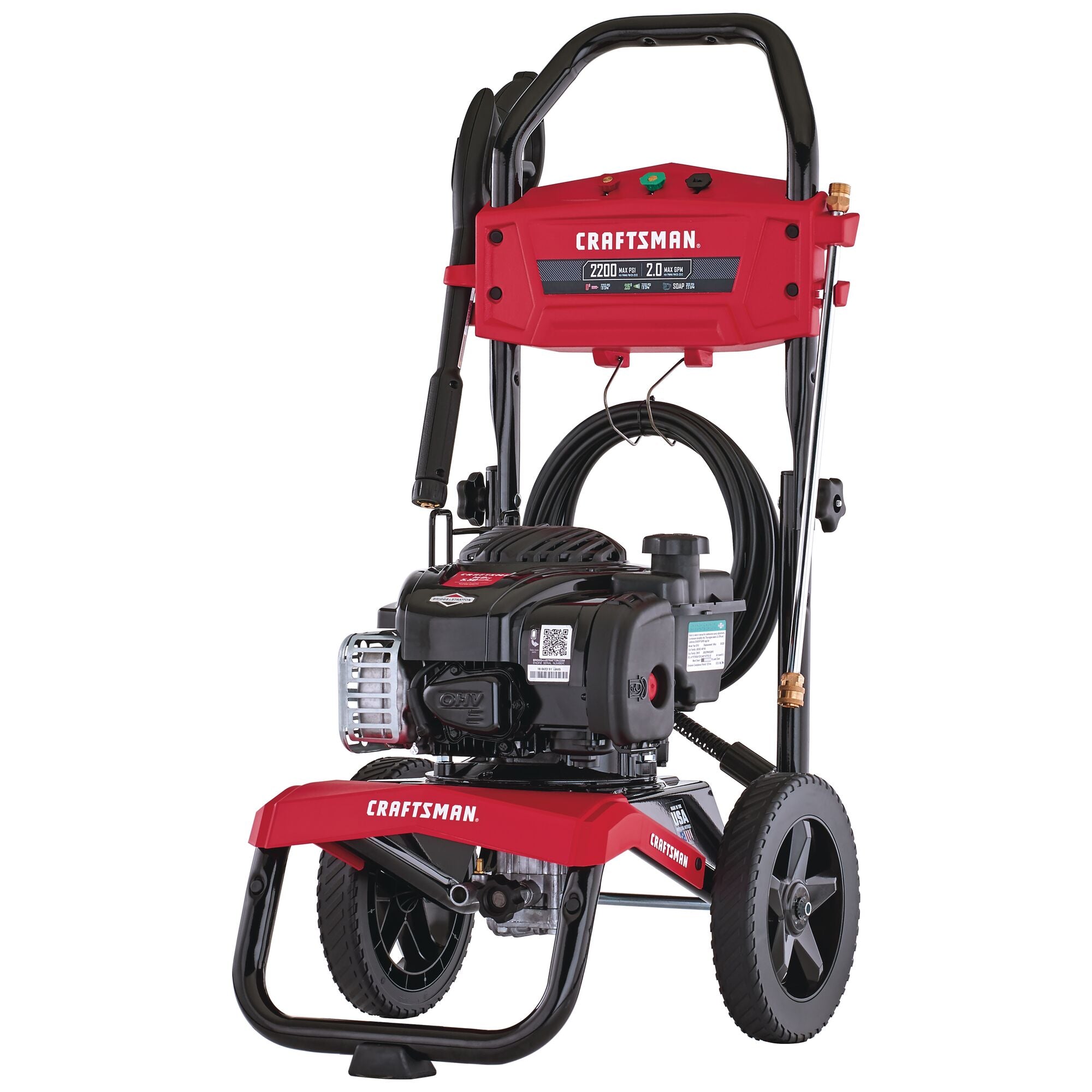 Right profile of 2200 MAX Pounds per Square Inch or 2 MAX Gallons Per Minute Pressure Washer.