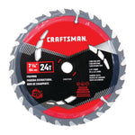 7 and a quarter inch 24 tooth framing saw blade in plastic packaging.