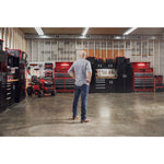 52 inch 10 drawer rolling tool cabinet with tool chest on top.