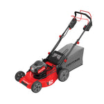 Volt 60 cordless 21 inch 3 in 1 self propelled lawn mower kit 7.5 Amp hour being used for mowing grass by person.