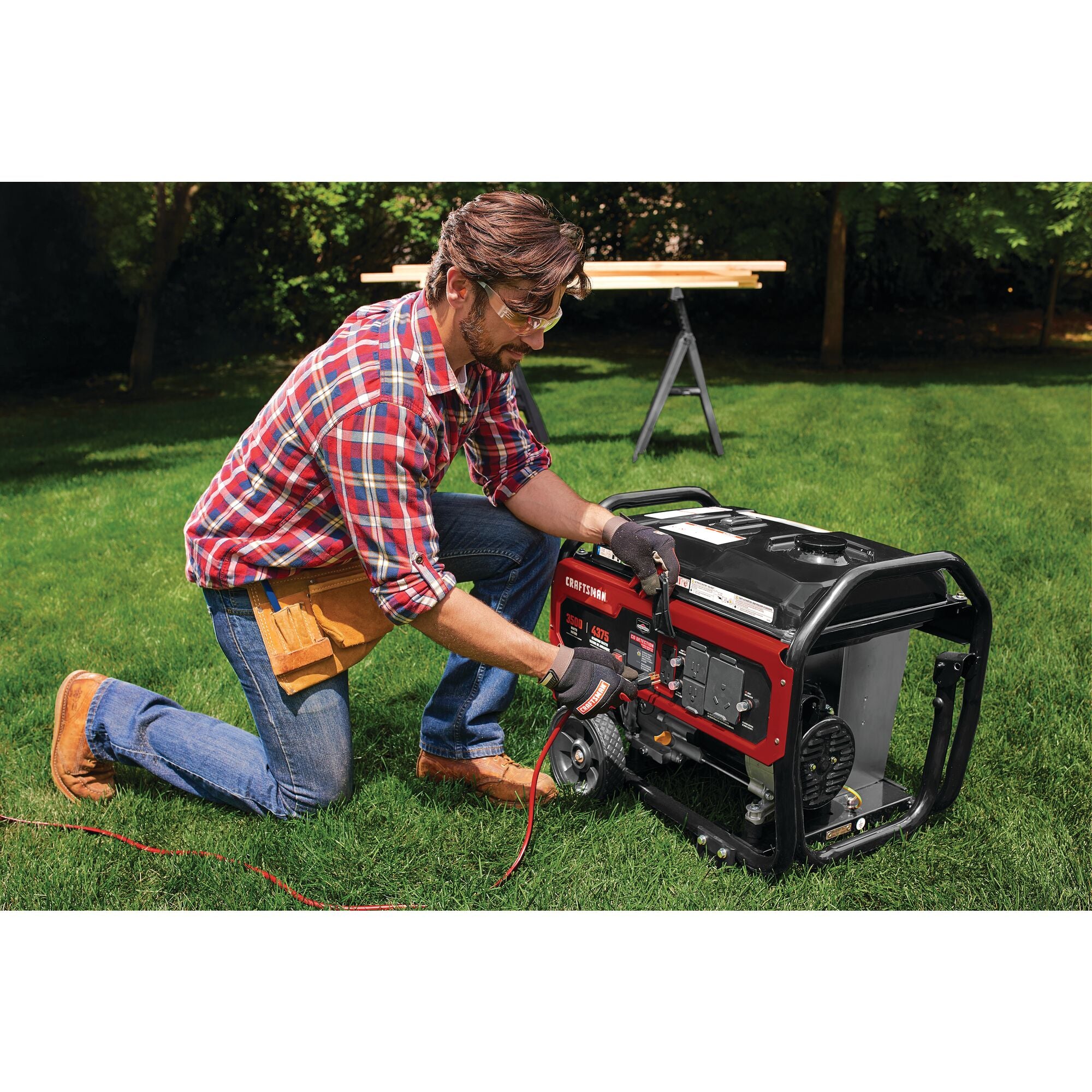 3500 watt portable generator being used.