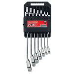 7 piece S A E reversible ratcheting wrench set in packaging.