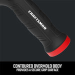 Craftsman ultimate adjustable water nozzle with thumb control. Highlighting the contoured over-mold body graphic